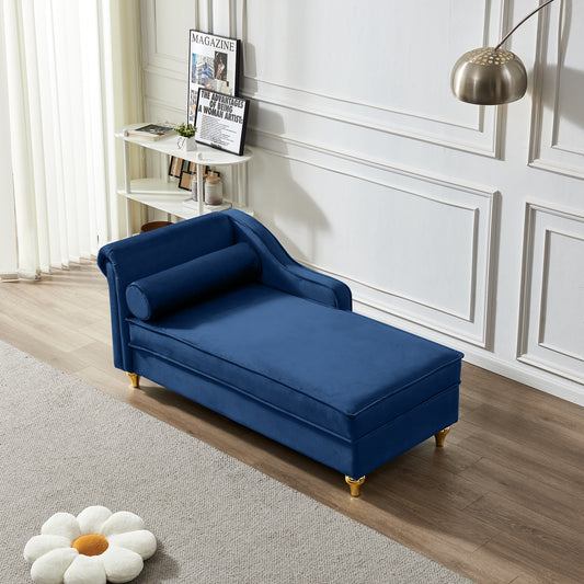 Modern Upholstery Chaise Lounge Chair with Storage Velvet (navy Blue) - detail view 2