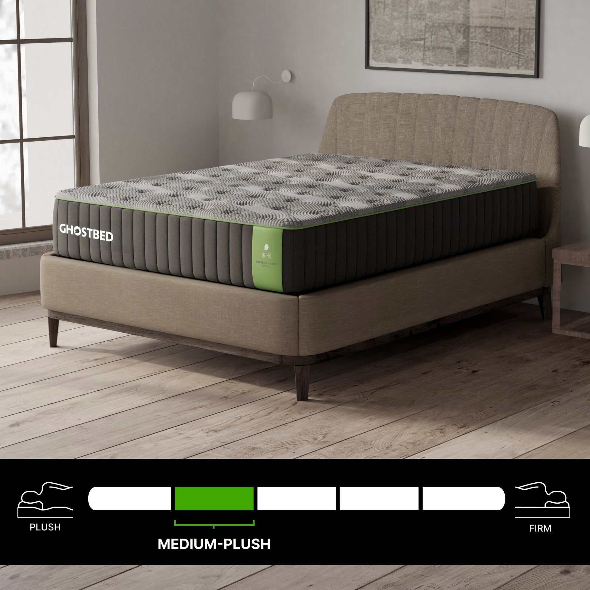 Ghostbed Supreme 12' King Hybrid Mattress with Ghost Ice Quilted Cover in Grey - detail view 5