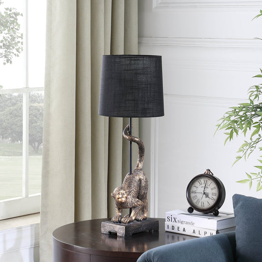 24' In Wildlife Old World Antique Bronze Capuchin Monkey Polyresin Table Lamp