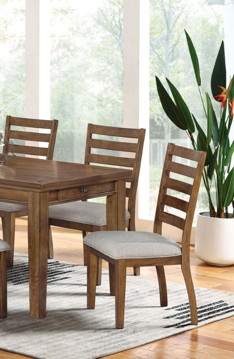 Grace Transitional Side Chairs with Light Gray Linen Seat Set of 2 Walnut