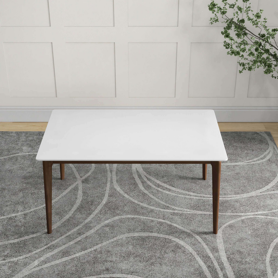 Brown and White Rectangular Solid Wood Dining Room Table with Brown Wood Base - primary color shot