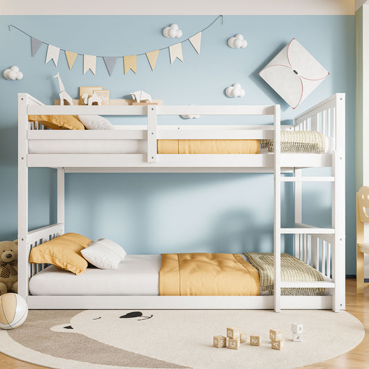 Twin over Twin Bunk Bed with Ladder - White - primary color shot