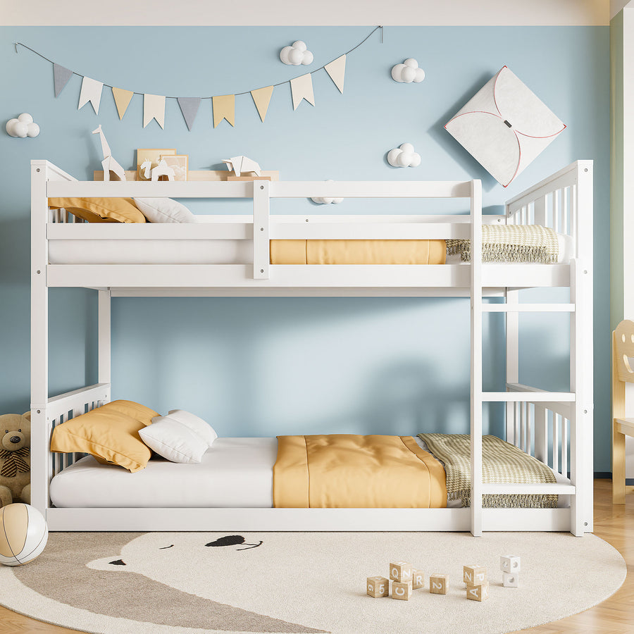 Twin over Twin Bunk Bed with Ladder - White - primary color shot