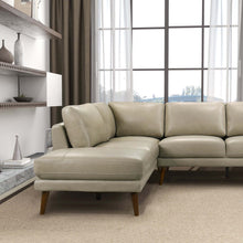 Mid-Century Modern Benson Beige Leather Sectional Sofa with Left Facing Chaise - detail view 5