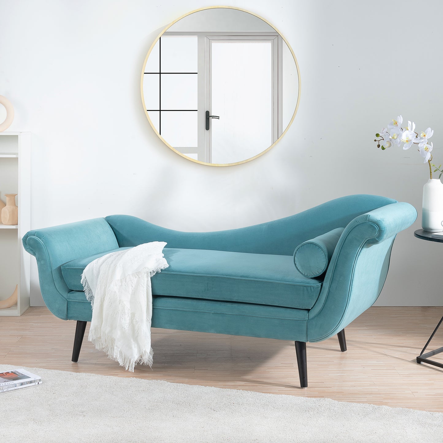 Chaise Lounge with Scroll Arms - Green - detail view 3
