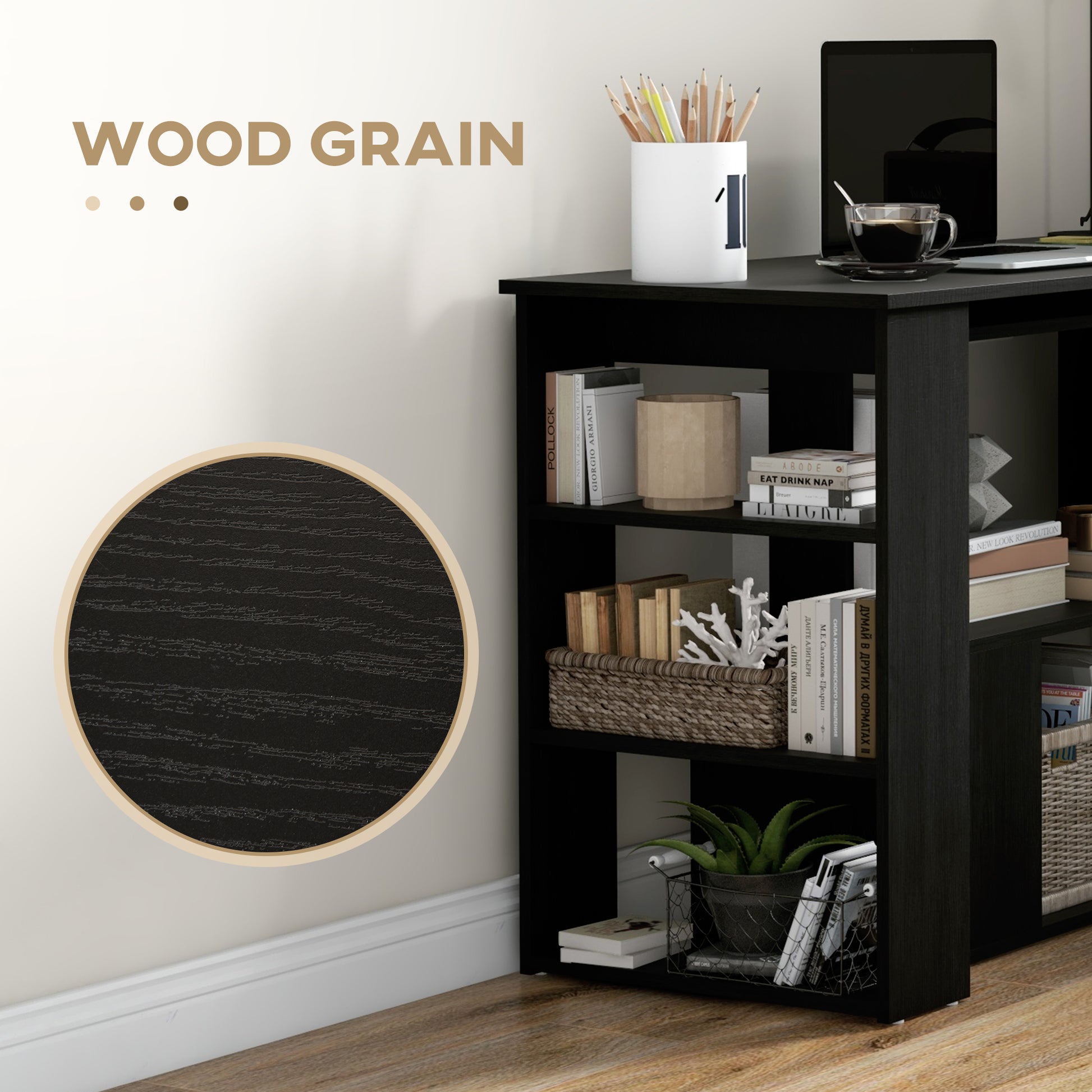 Novis Modern L-Shape Computer Desk, Black