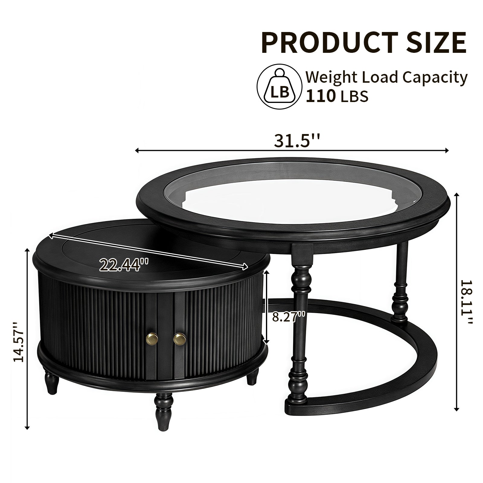 Black Nesting Tables with Black Legs - detail view 3