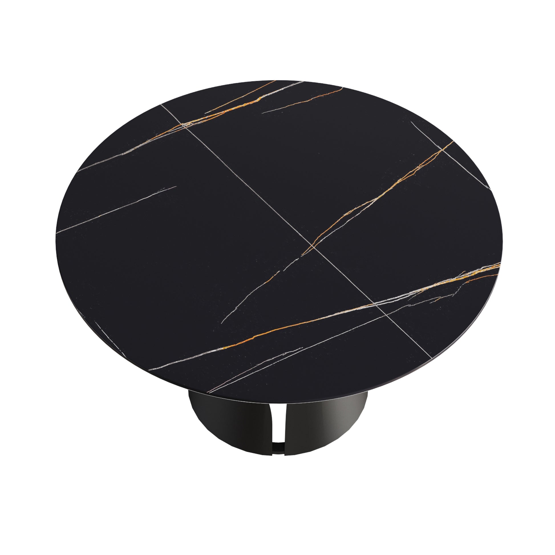 Eira Modern 53" Round Sintered Stone Dining Table, Black