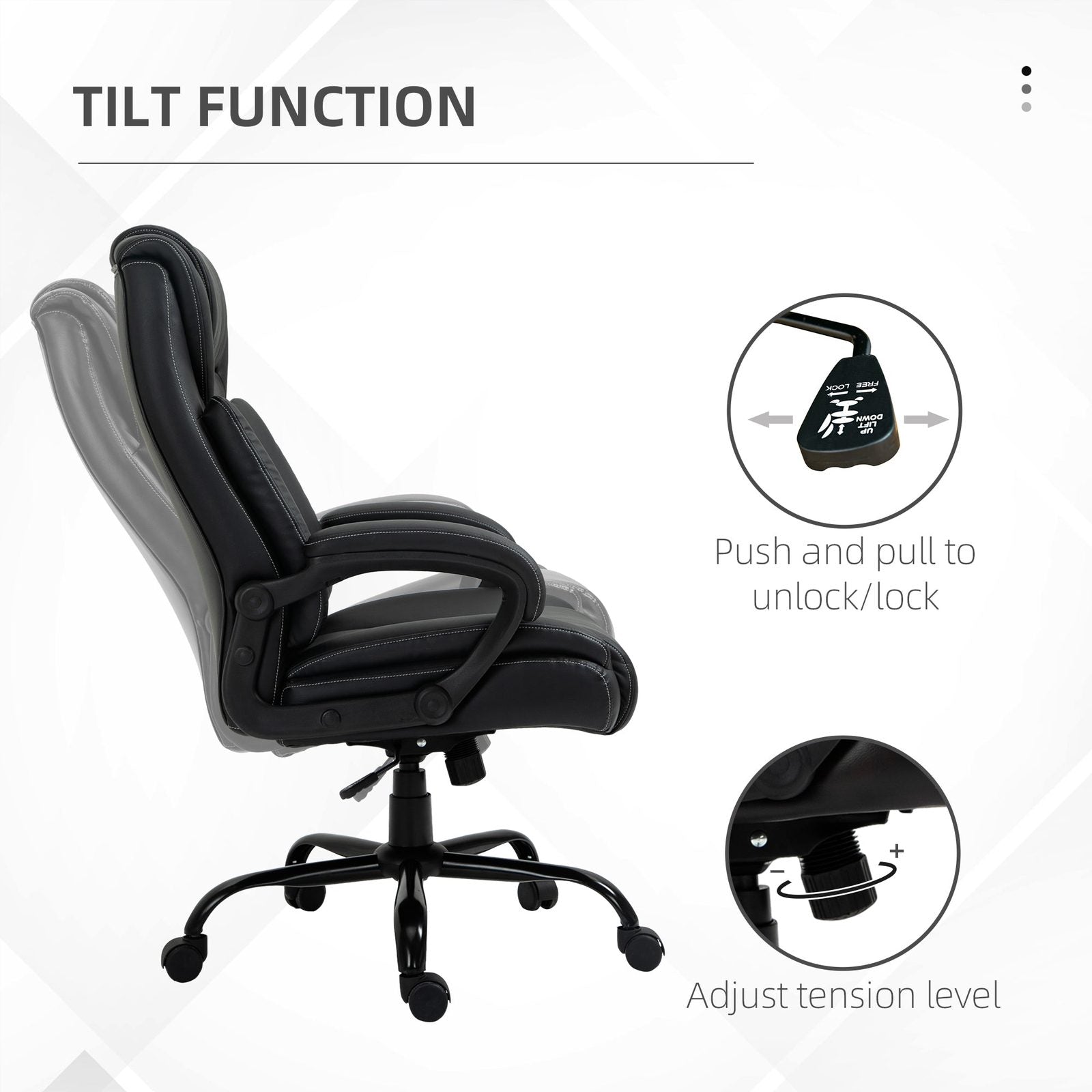 Big and Tall 400lbs Executive Office Chair with Wide Seat, Black