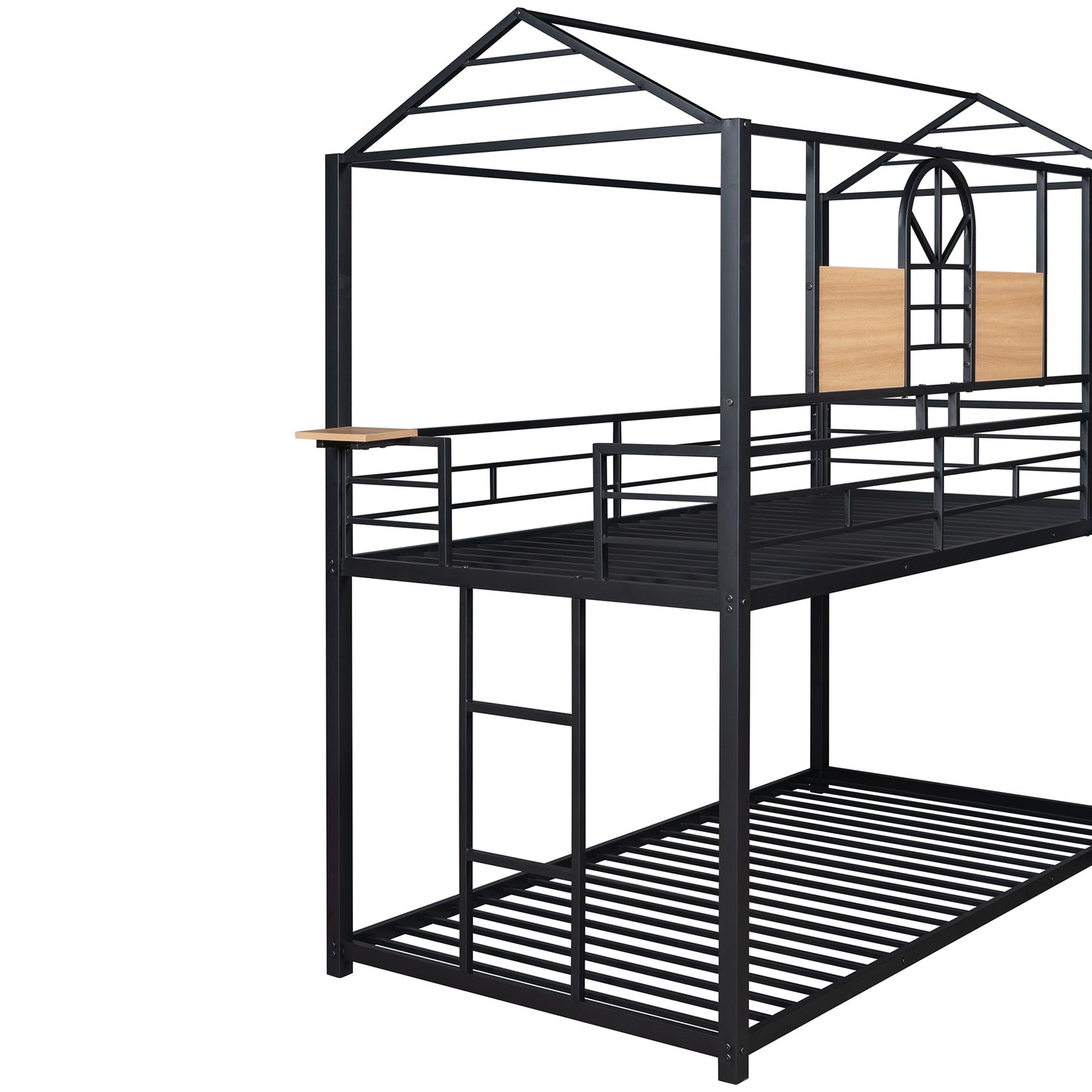 Lester Twin over Twin Metal Bunk Bed with Slide, Black