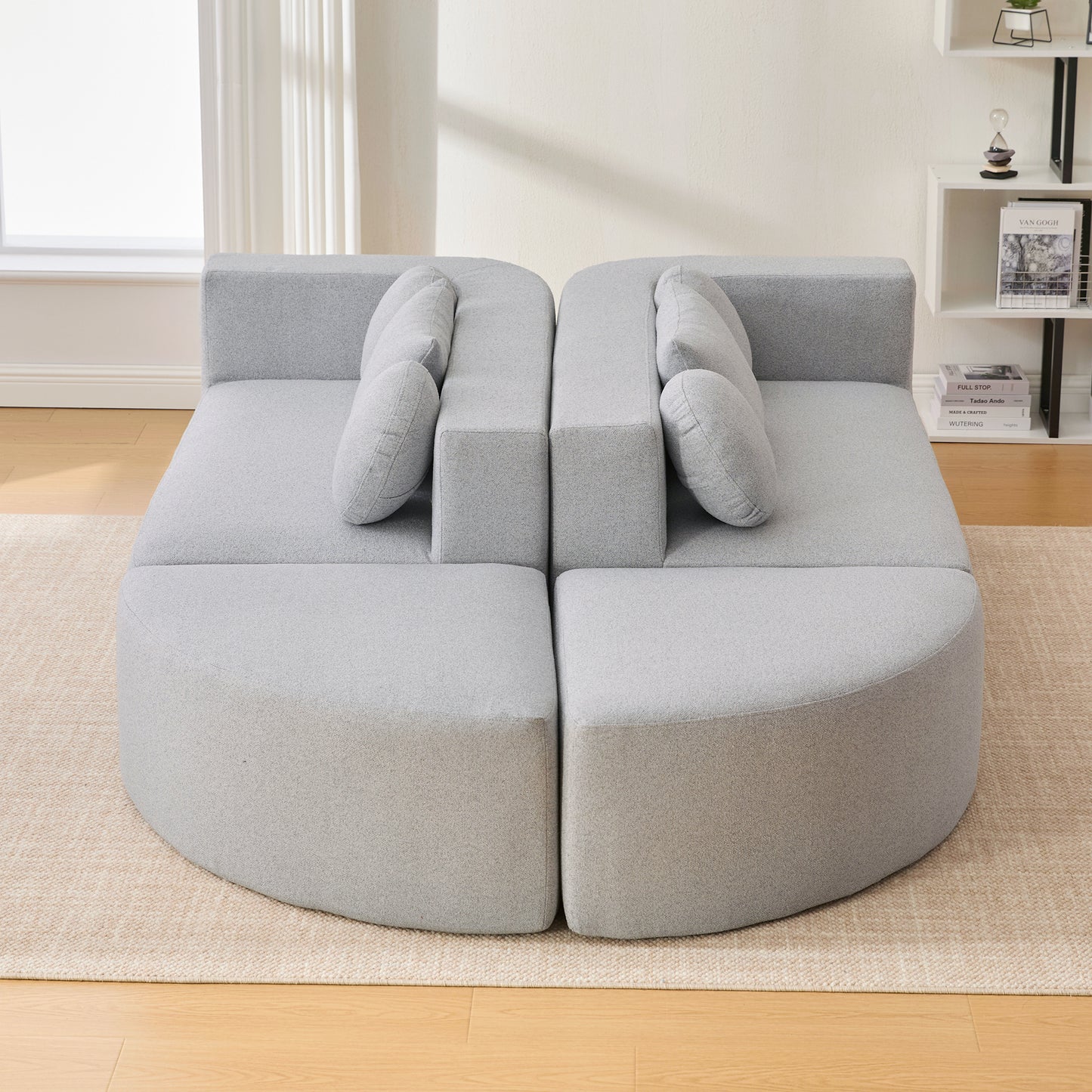 Boneless Sectional Modular Sectional with Deep Seating & Curved Design - Grey - detail view 7