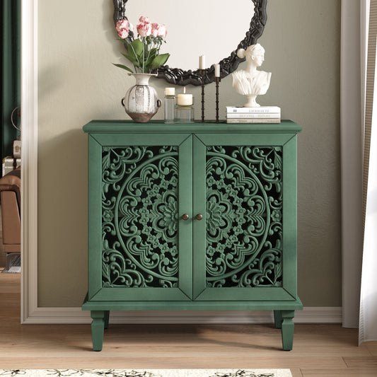 Vintage Accent Cabinet with Floral Carvings