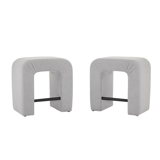 Caspian 24” Counter Height Bouclé Stools (Set of 2) - Gray