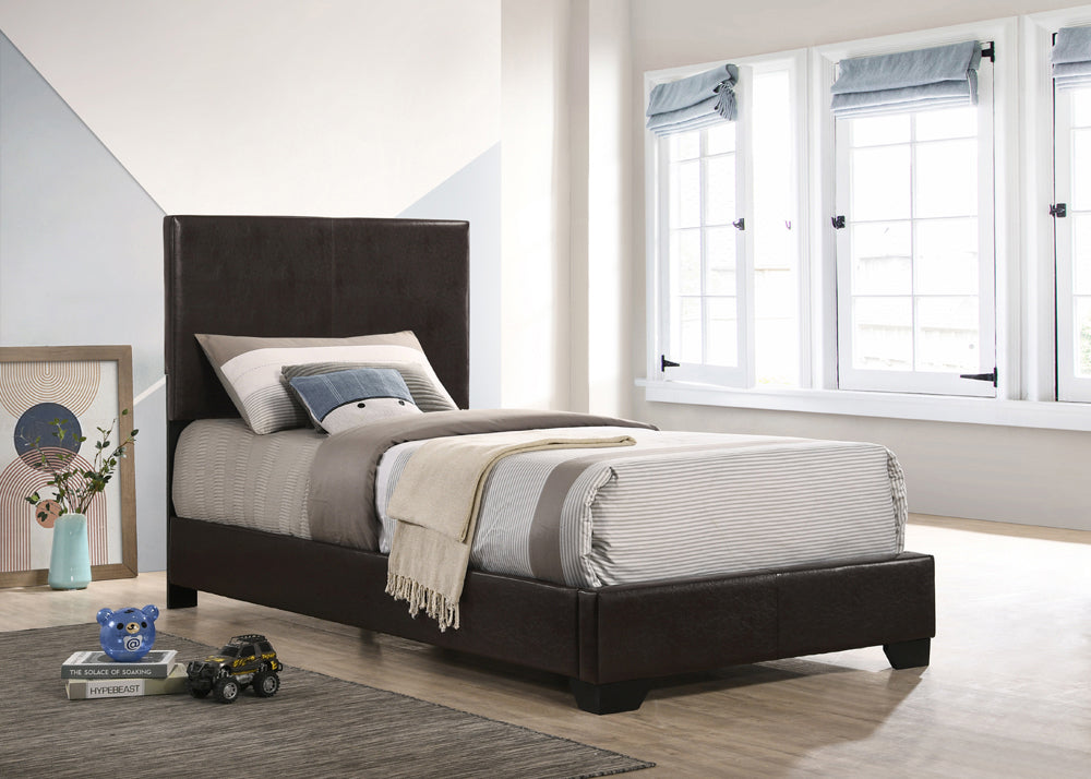 Conner Queen Bed in Dark Brown Leatherette - Coaster Fine Furniture
