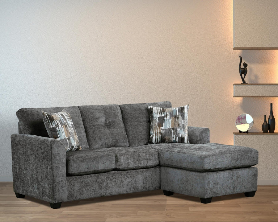 Gerald Woven Velvet Chofa with Pillows - Gray