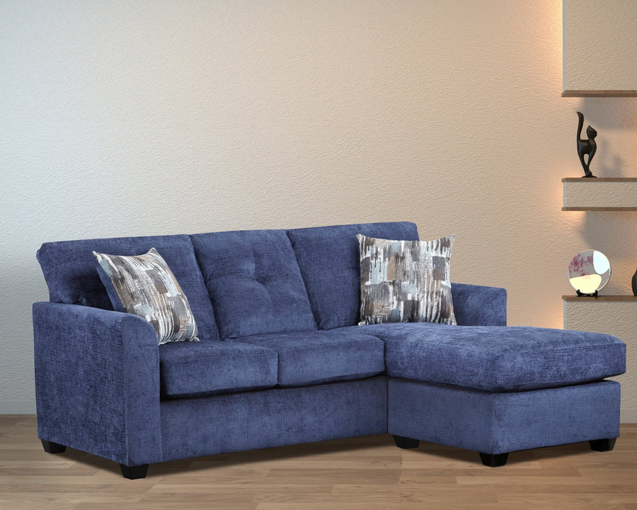 Gerald Woven Velvet Chofa with Pillows - Navy