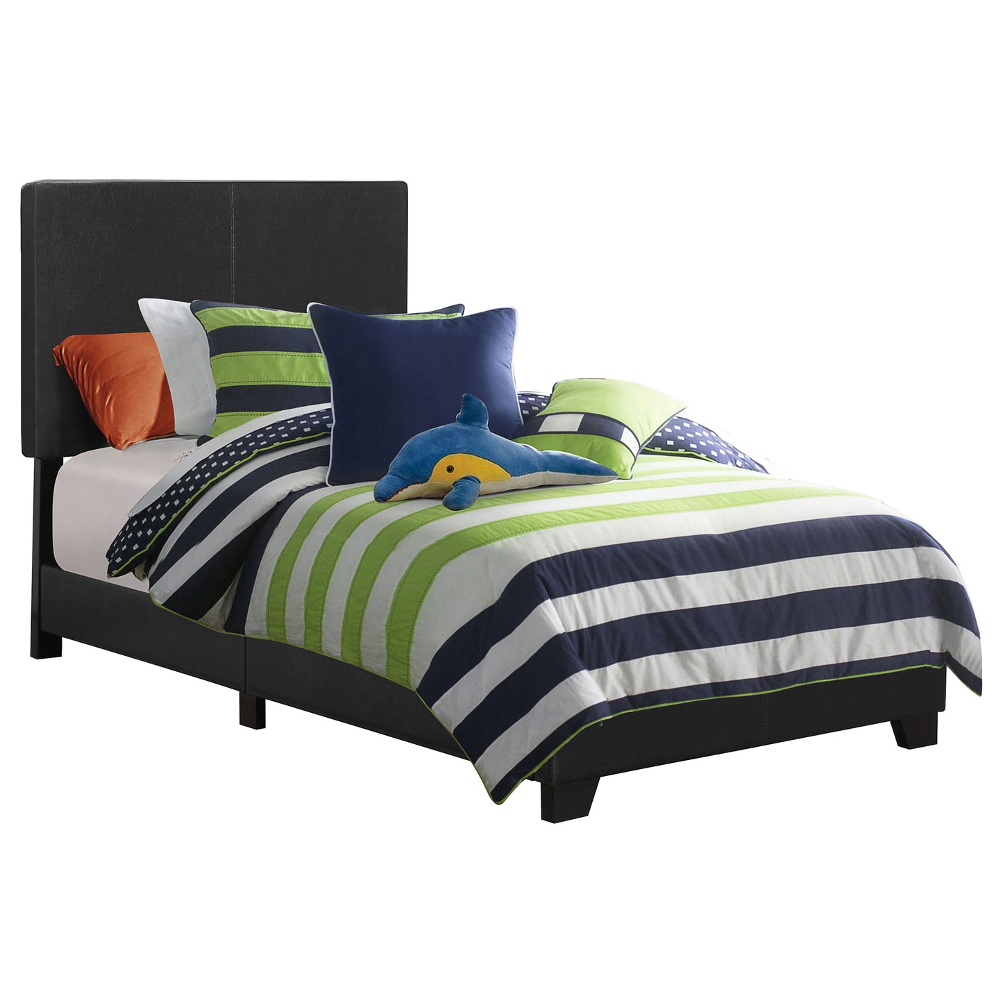 Dorian Faux Leather Upholstered Twin Panel Bed - Black