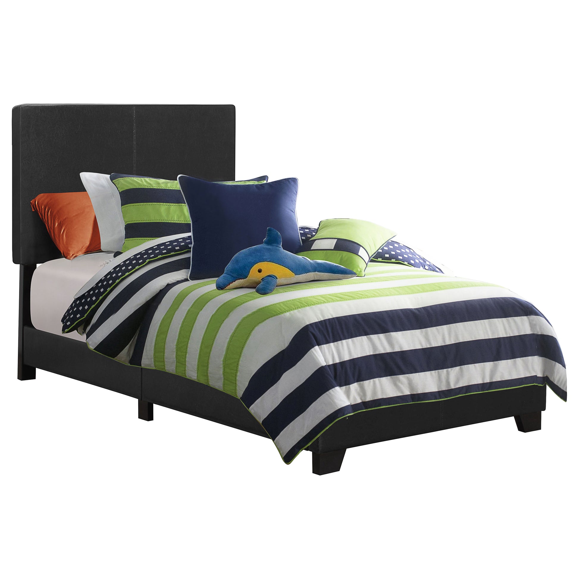 Dorian Faux Leather Upholstered Twin Panel Bed - Black