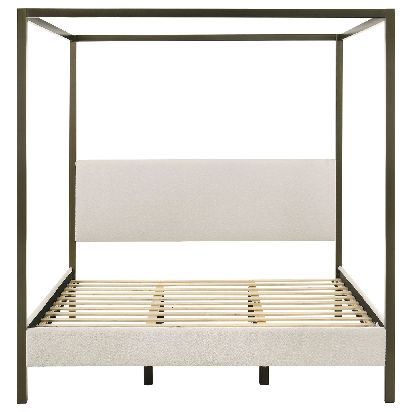 Monroe Upholstered King Canopy Platform Bed Vanilla And Black
