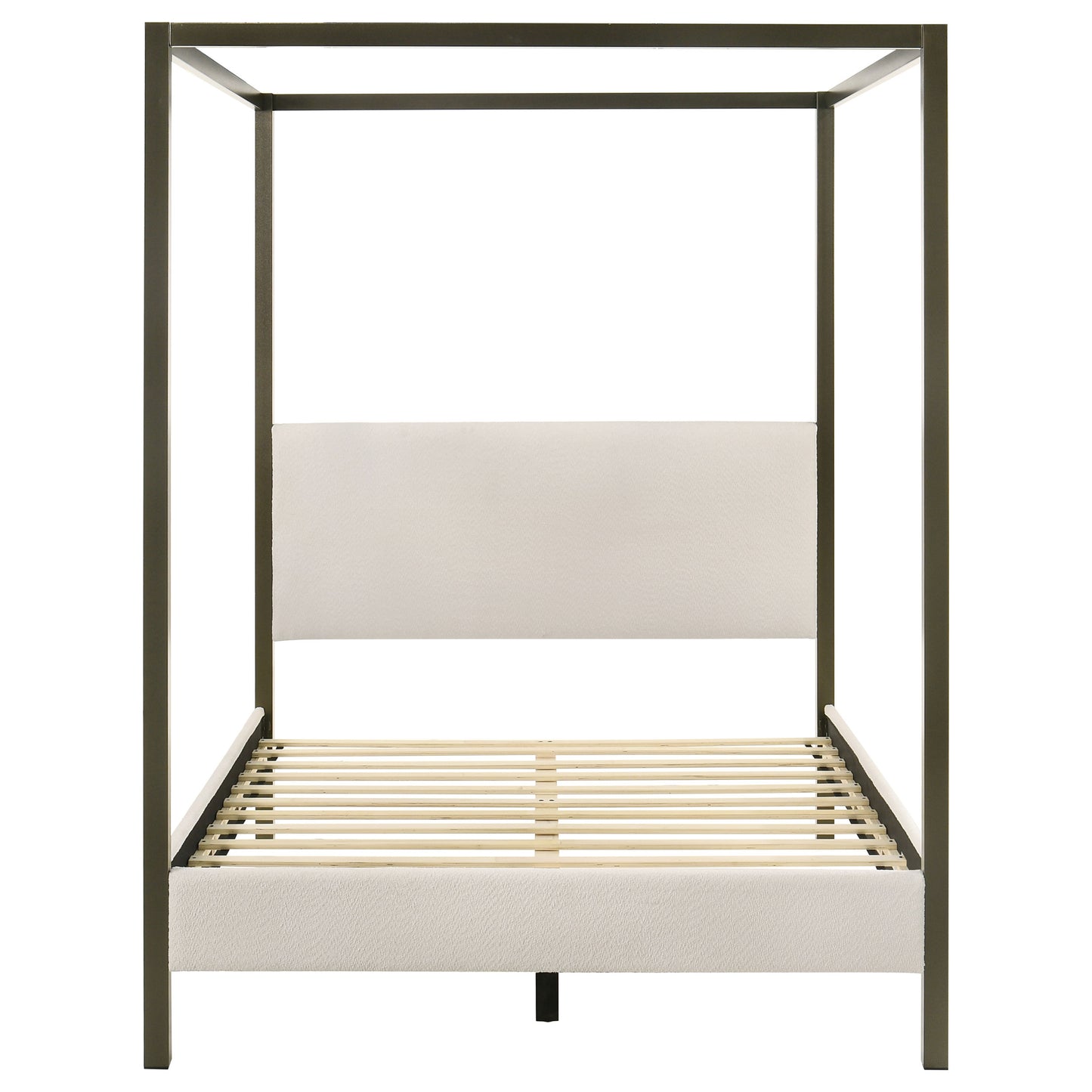 Monroe Upholstered Queen Canopy Bed Vanilla