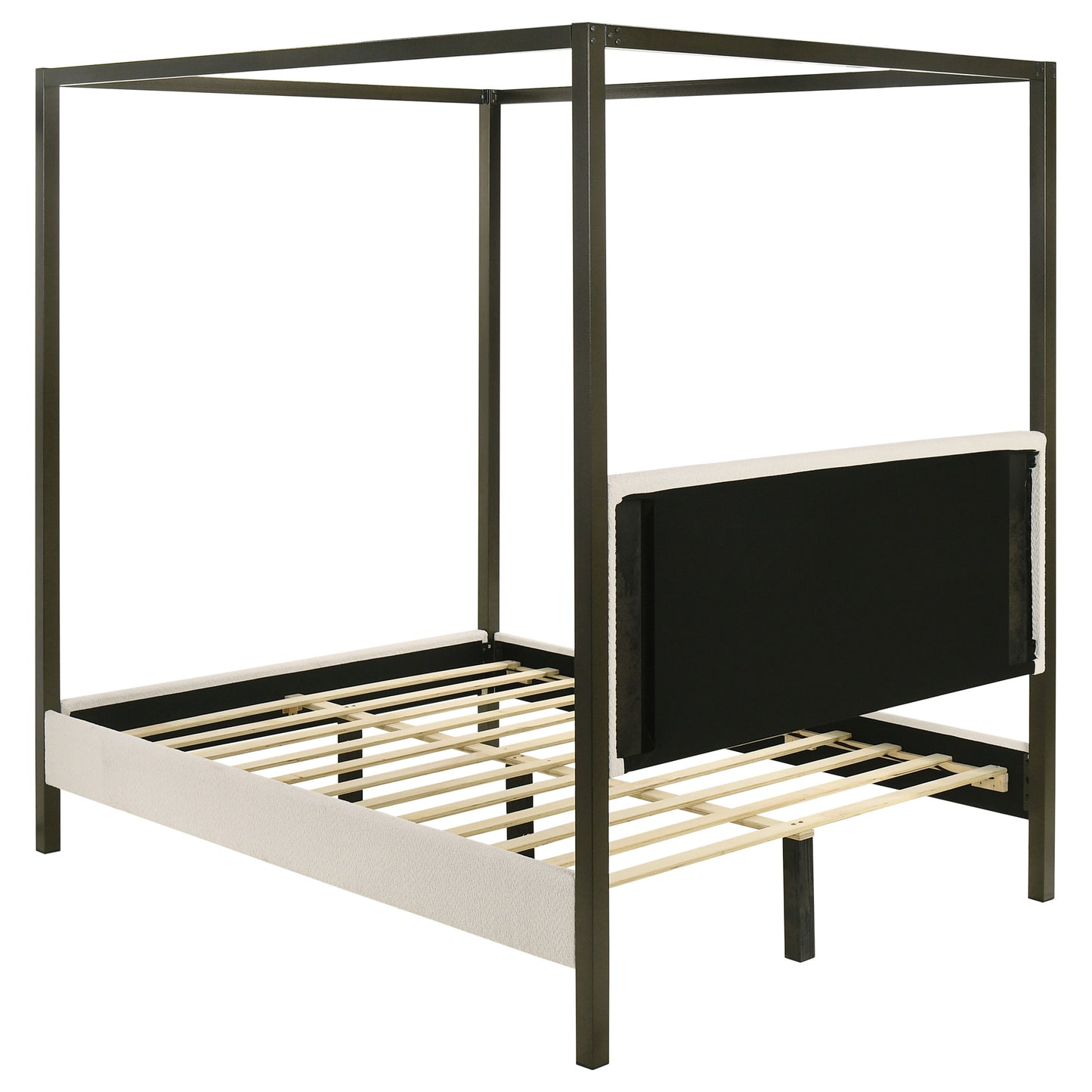 Monroe Upholstered Queen Canopy Platform Bed Vanilla And Black