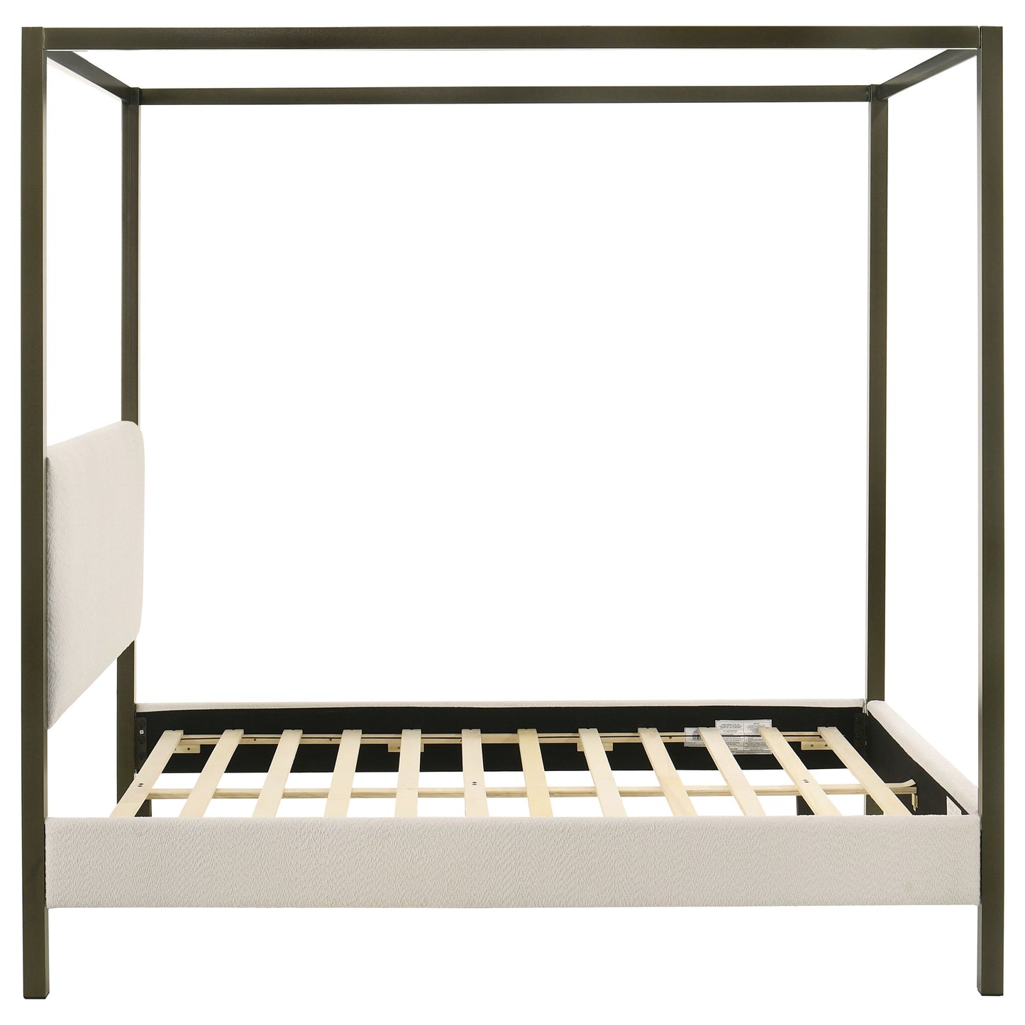 Monroe Upholstered Queen Canopy Platform Bed Vanilla And Black