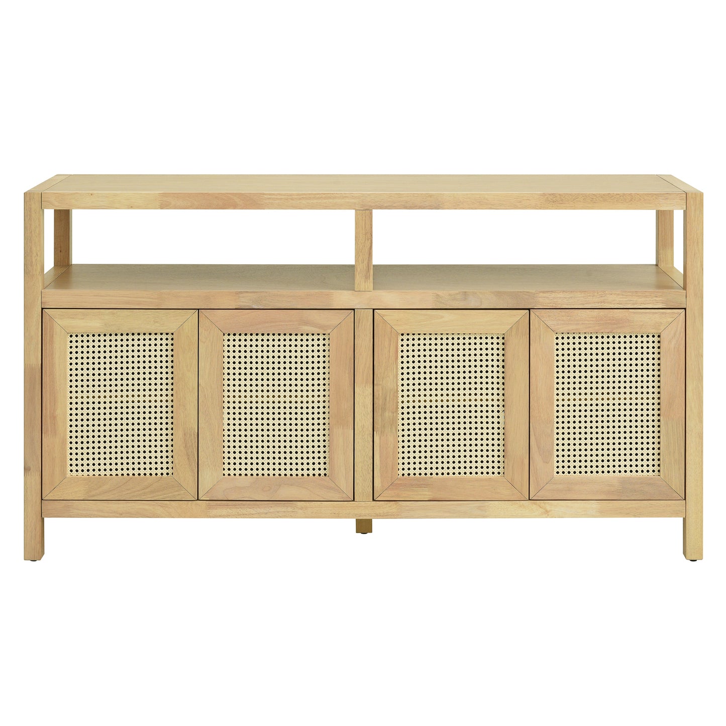 TREXM Bohemian Style Rattan Buffet Storage Cabinet with Solid Wood Frame - Natural - detail view 5