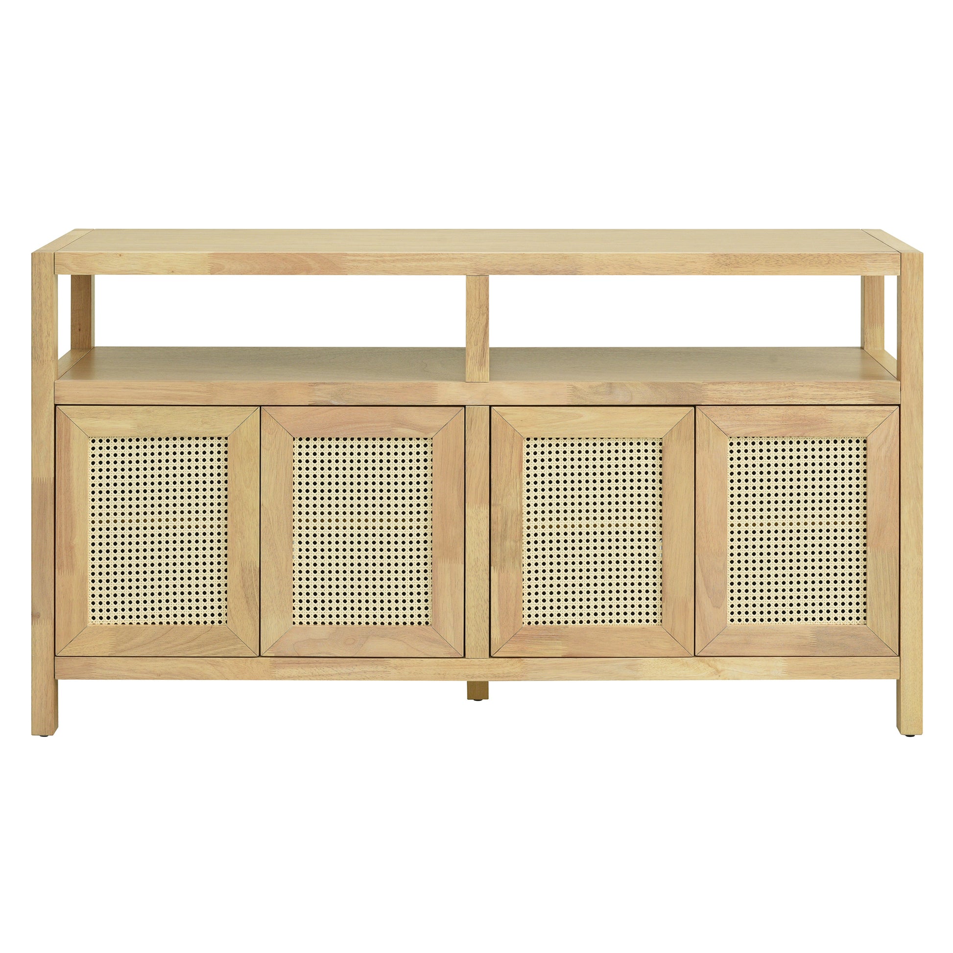 TREXM Bohemian Style Rattan Buffet Storage Cabinet with Solid Wood Frame - Natural - detail view 5