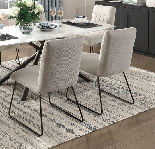 Olivia Modern Side Chairs with Black Metal Legs. Set of 2 Beige