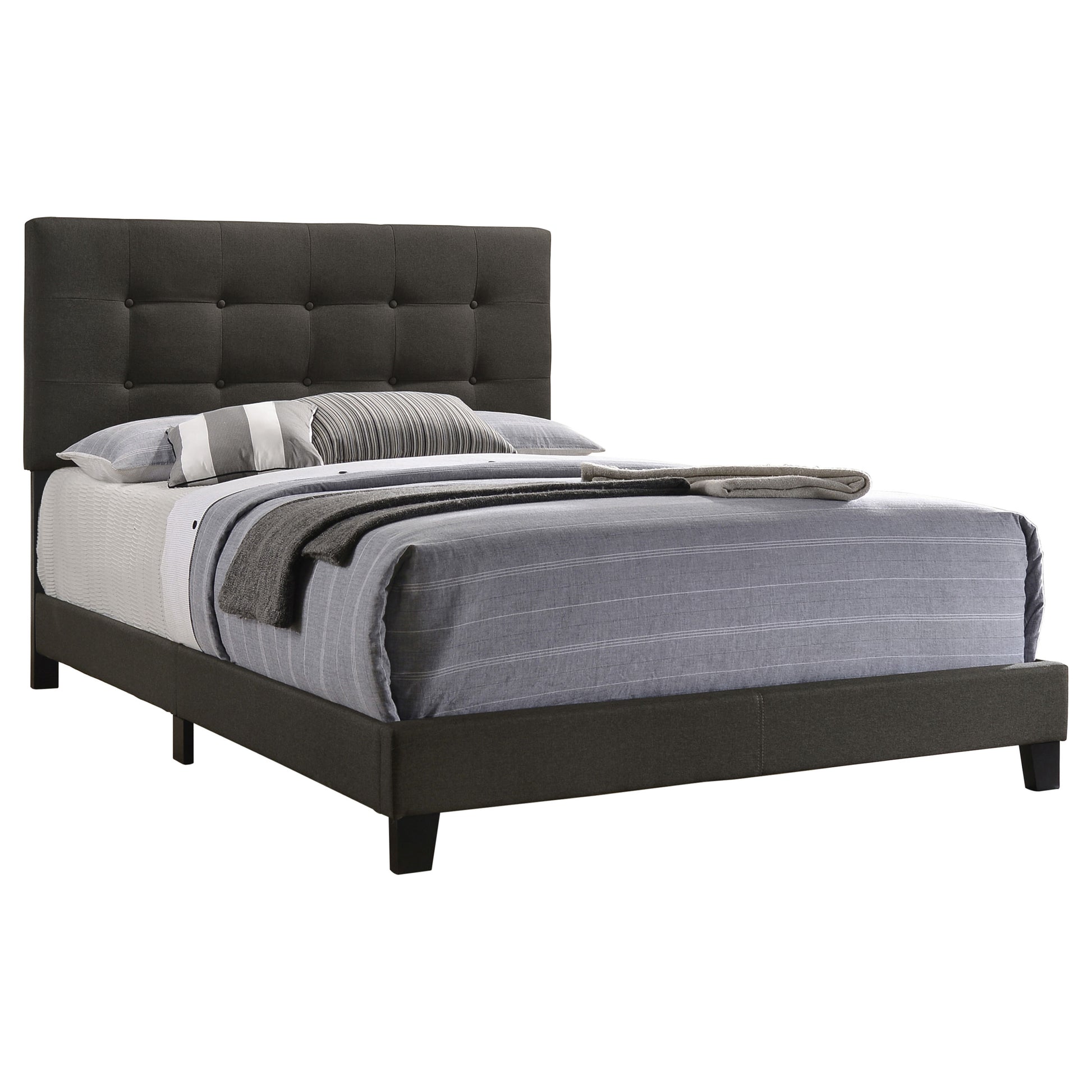 Mapes Upholstered Eastern King Panel Bed - Charcoal