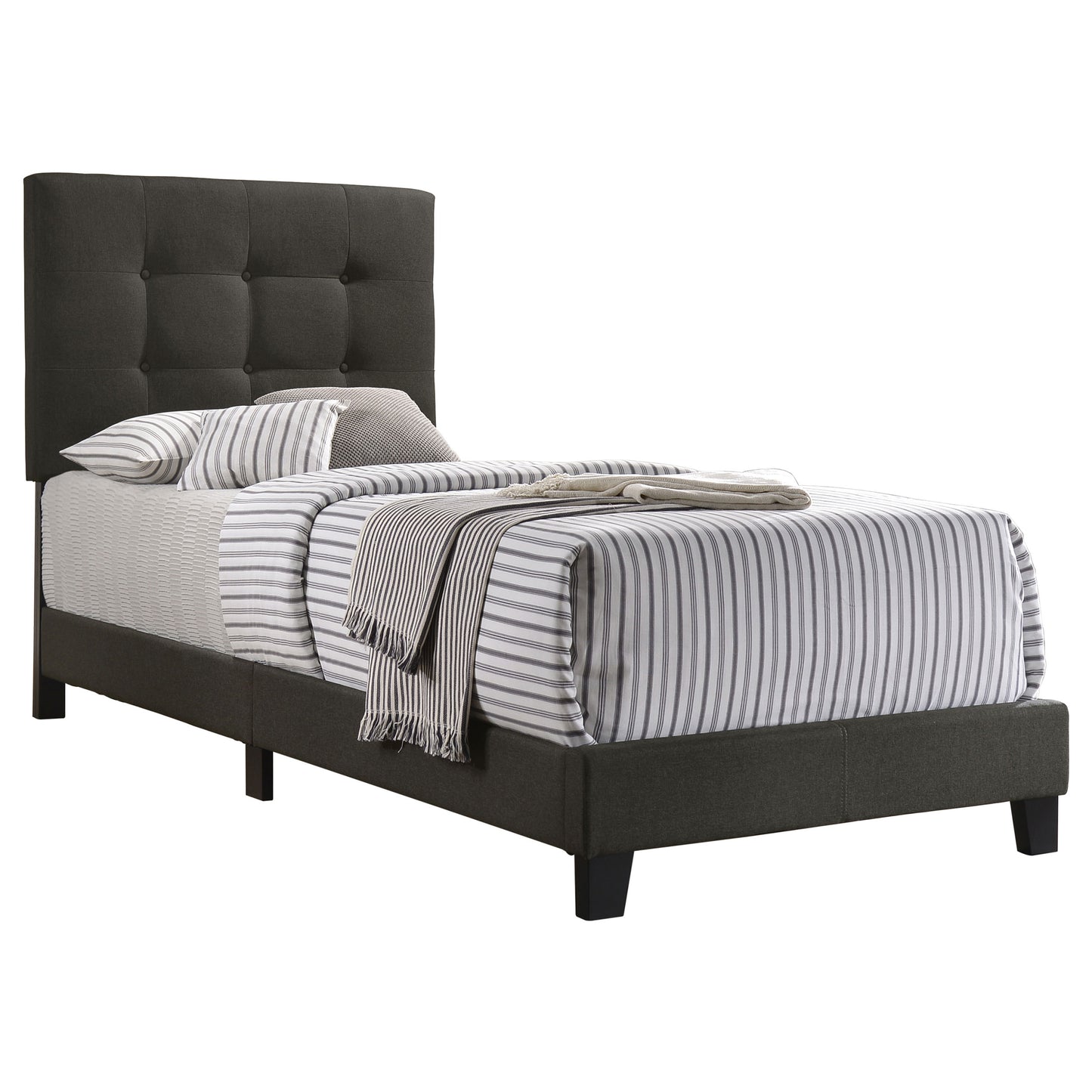 Mapes Upholstered Twin Panel Bed – Charcoal