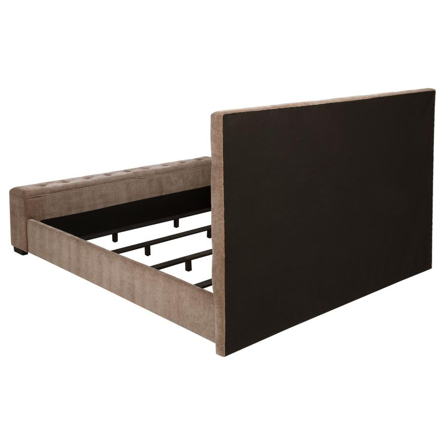 Senna Upholstered Eastern King Audio Flame Visualizer Bed – Brown