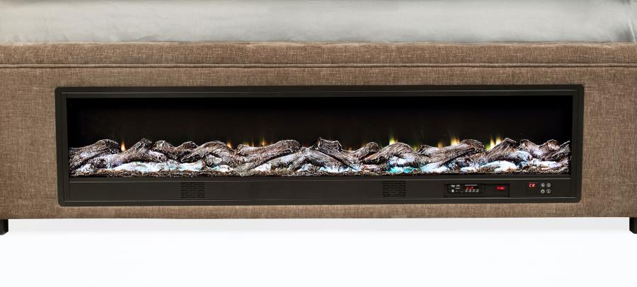 Senna Upholstered Eastern King Audio Flame Visualizer Bed – Brown