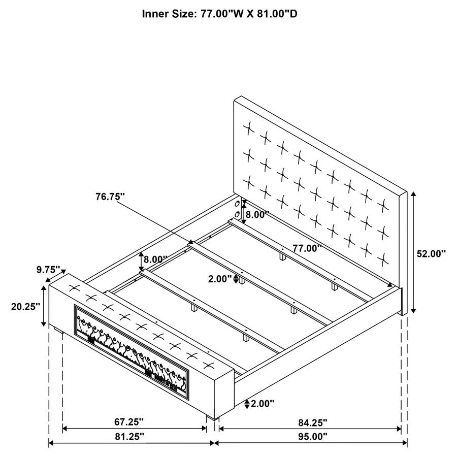 Senna Upholstered Eastern King Audio Flame Visualizer Bed – Brown