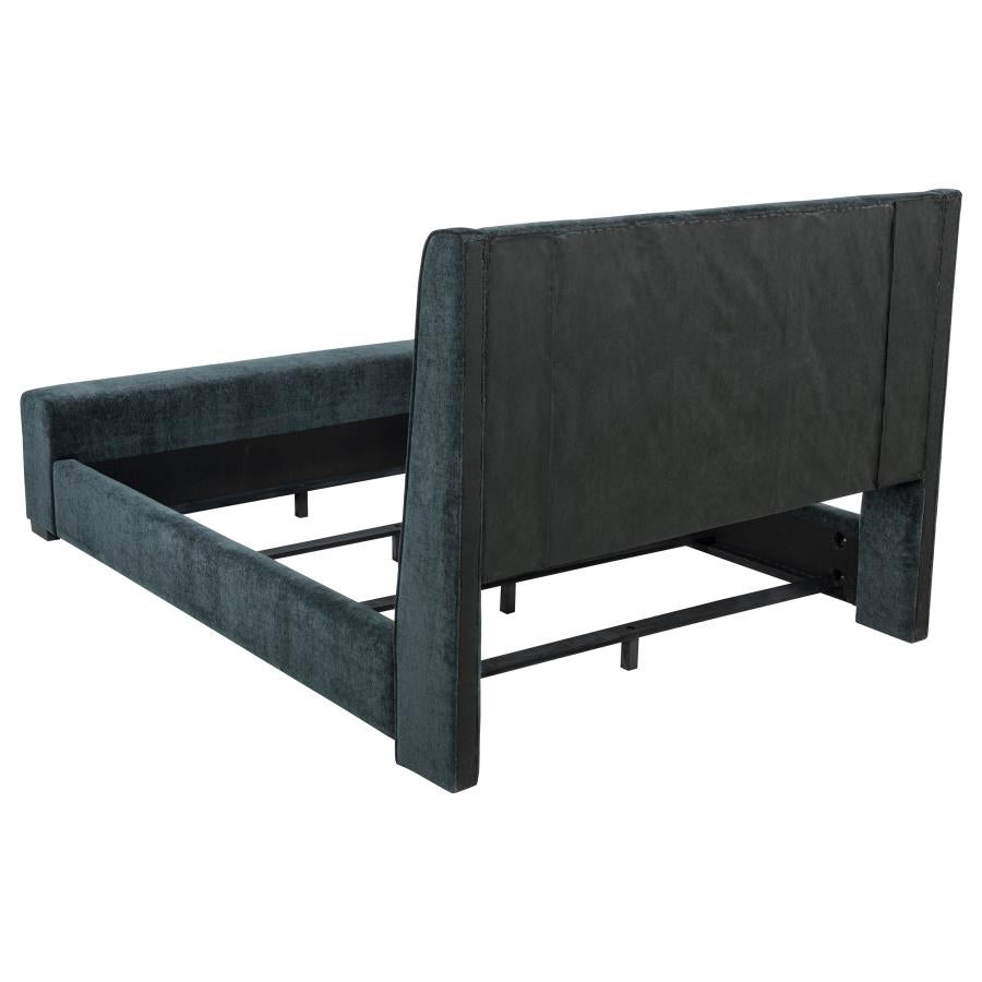 Preston Upholstered Queen Audio Flame Visualizer Bed – Dark Blue