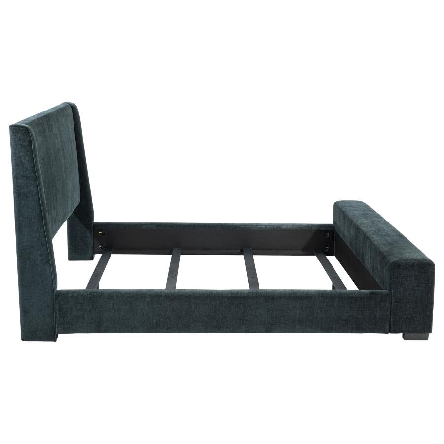 Preston Upholstered Queen Audio Flame Visualizer Bed – Dark Blue