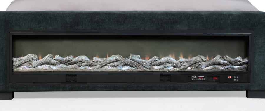 Preston Upholstered Queen Audio Flame Visualizer Bed – Dark Blue