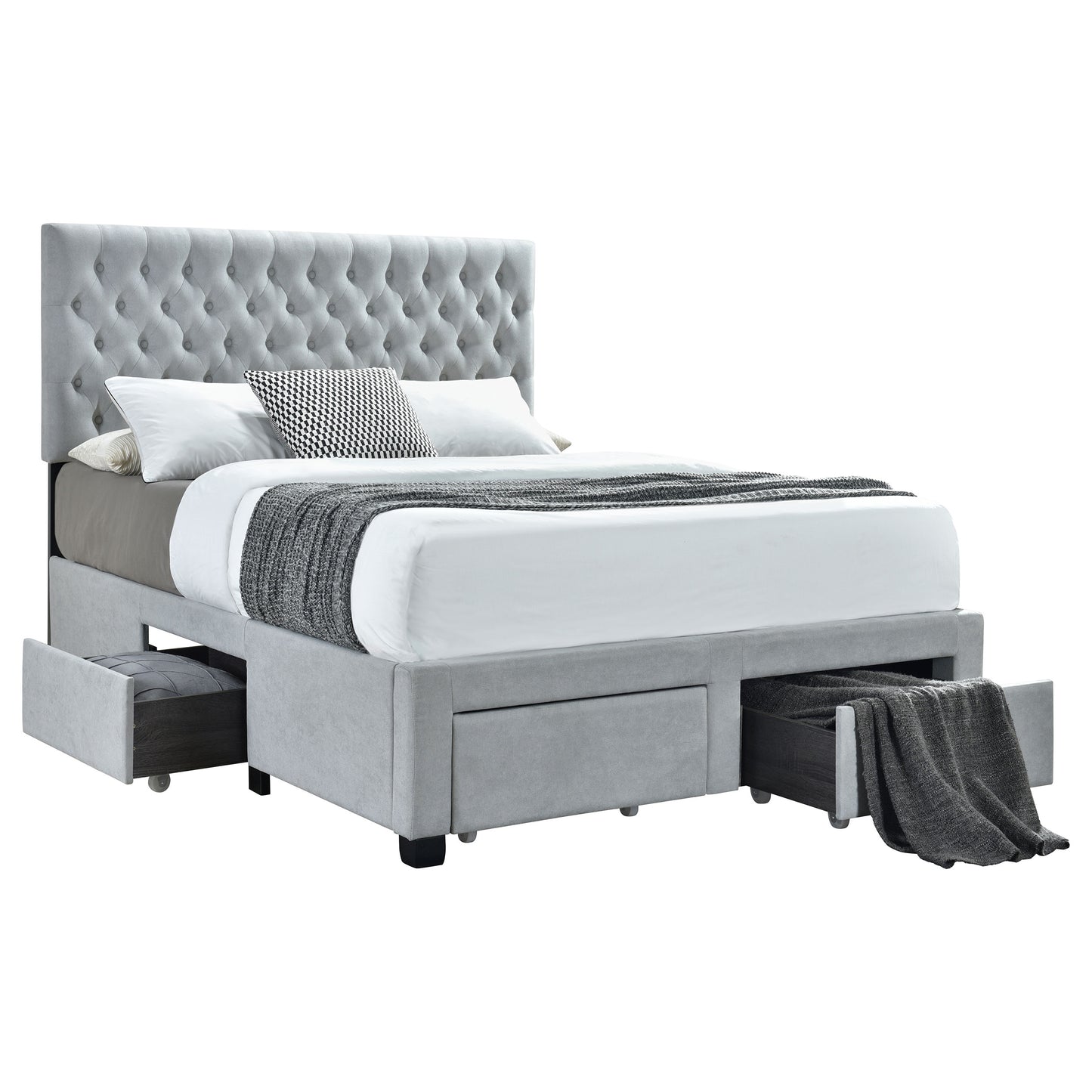 Soledad Upholstered Full Storage Bed – Light Grey