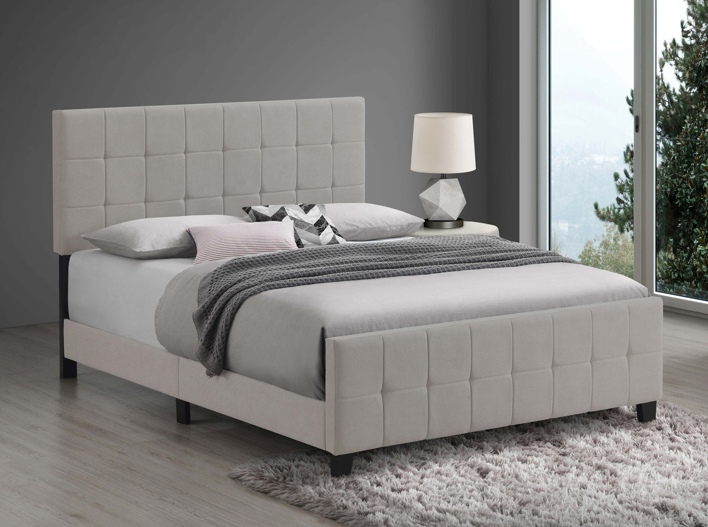 Fairfield Upholstered Queen Panel Bed – Beige