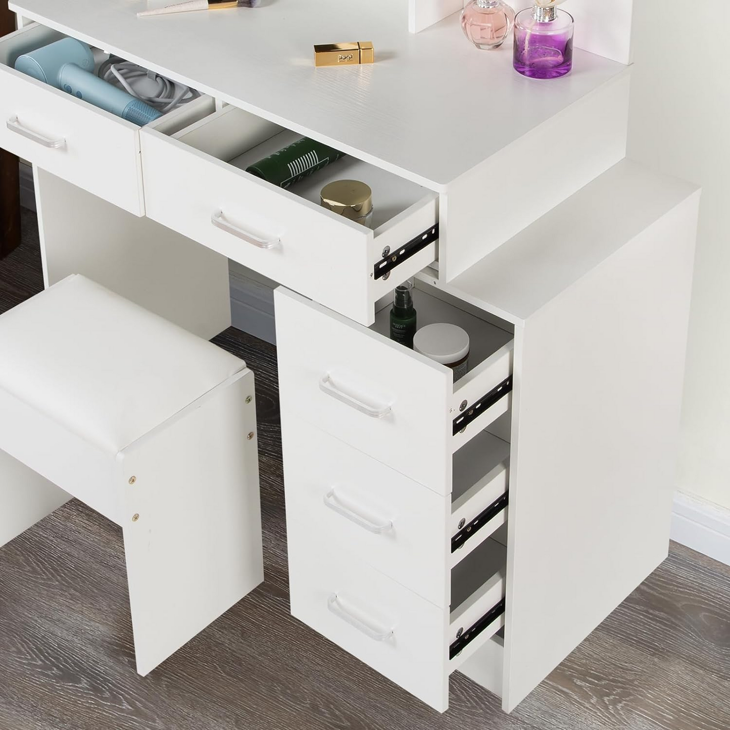 Melanie Contemporary 4-Drawer Vanity Set, White