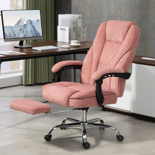 Vinsetto Massage Office Chair with Foot Rest, Executive Office Chair with 6 Vibration Point and Heat, Pink