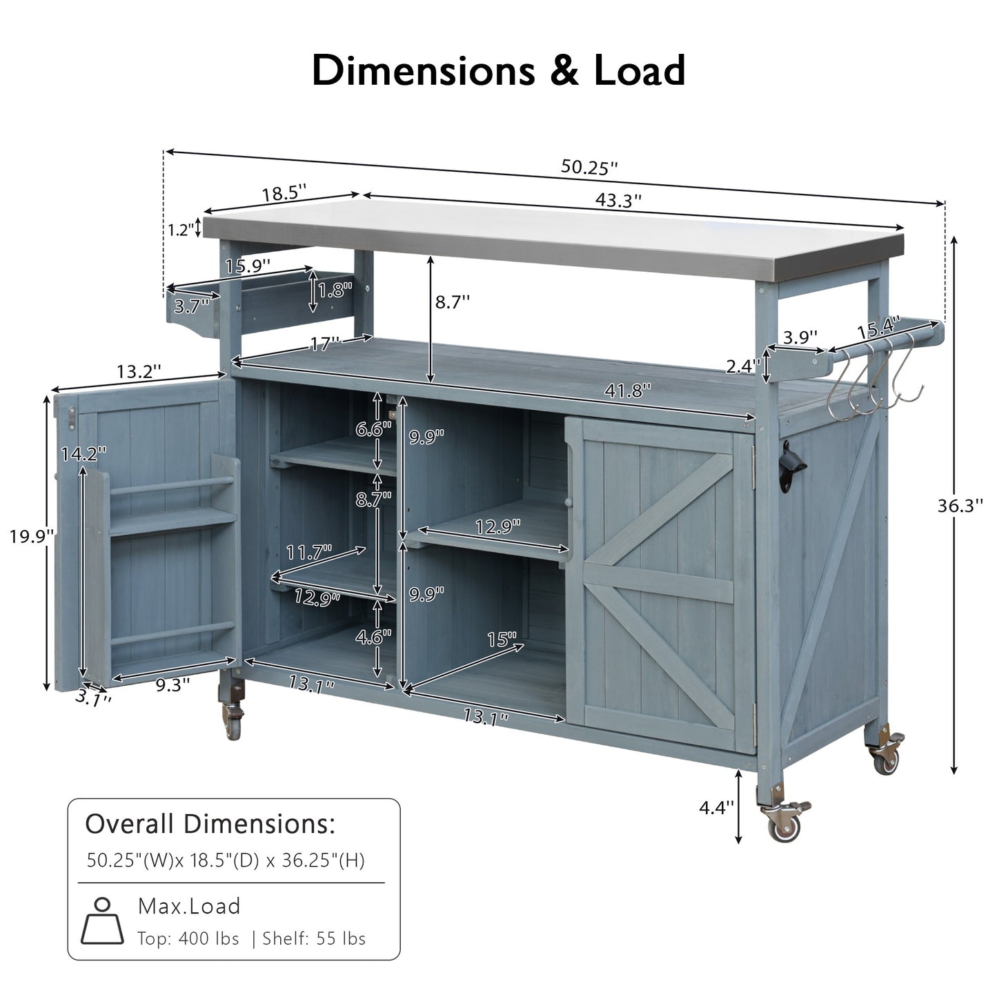 K&k Outdoor Kitchen Island - Grey & Blue - detail view 8