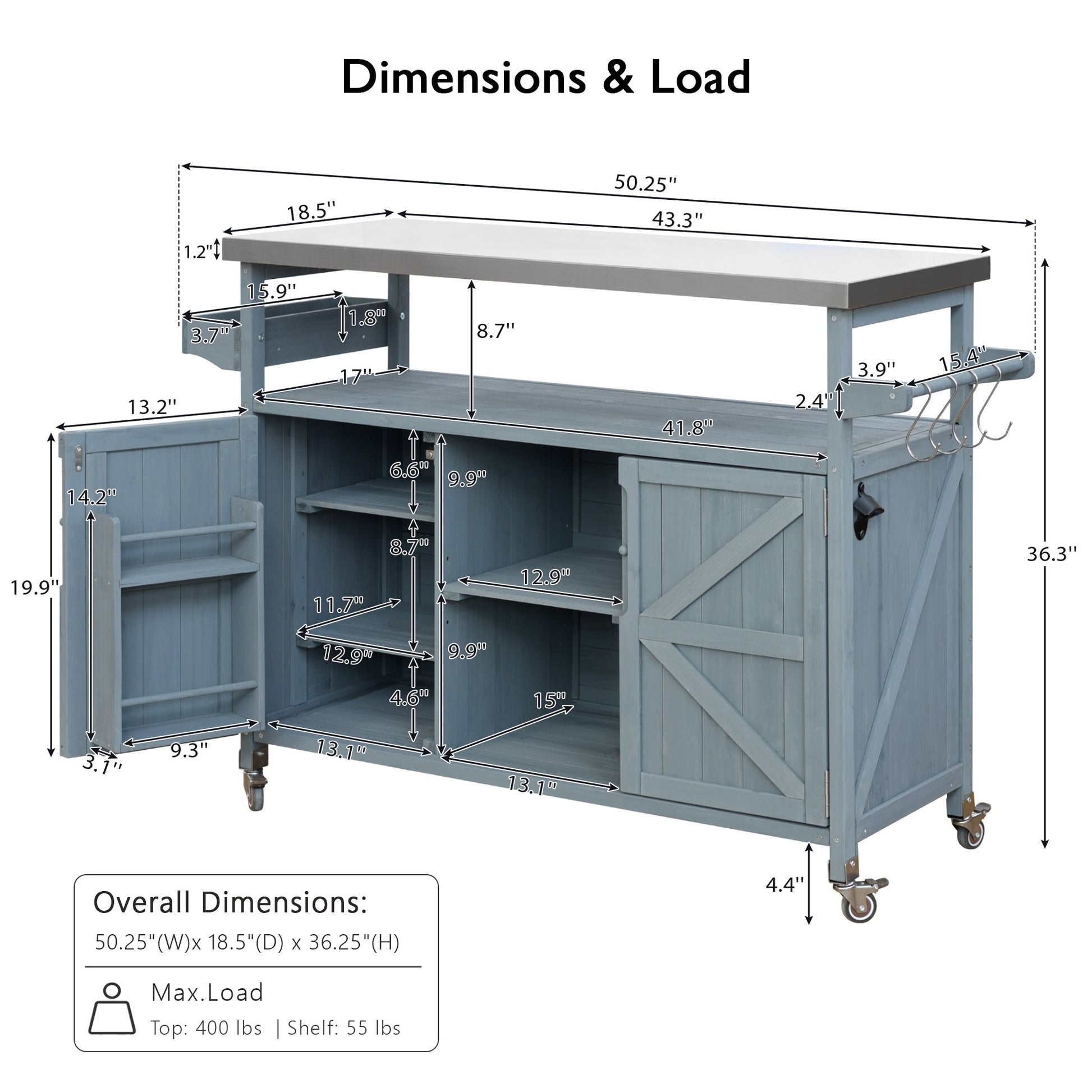 K&k Outdoor Kitchen Island - Grey & Blue - detail view 8