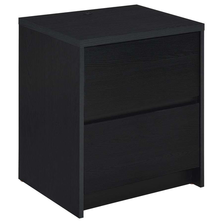 Westpark 2-Drawer Nightstand with LED Lighting & USB Charging – Black