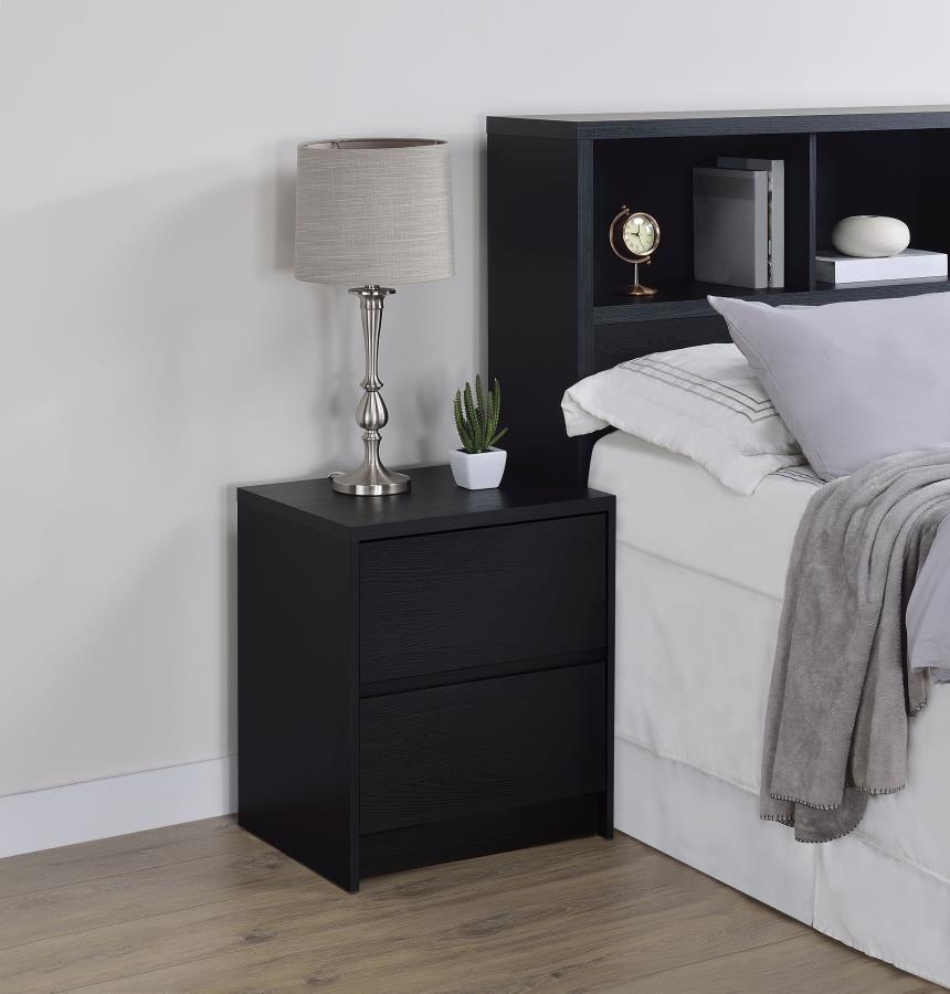Westpark 2-Drawer Nightstand with LED Lighting & USB Charging – Black