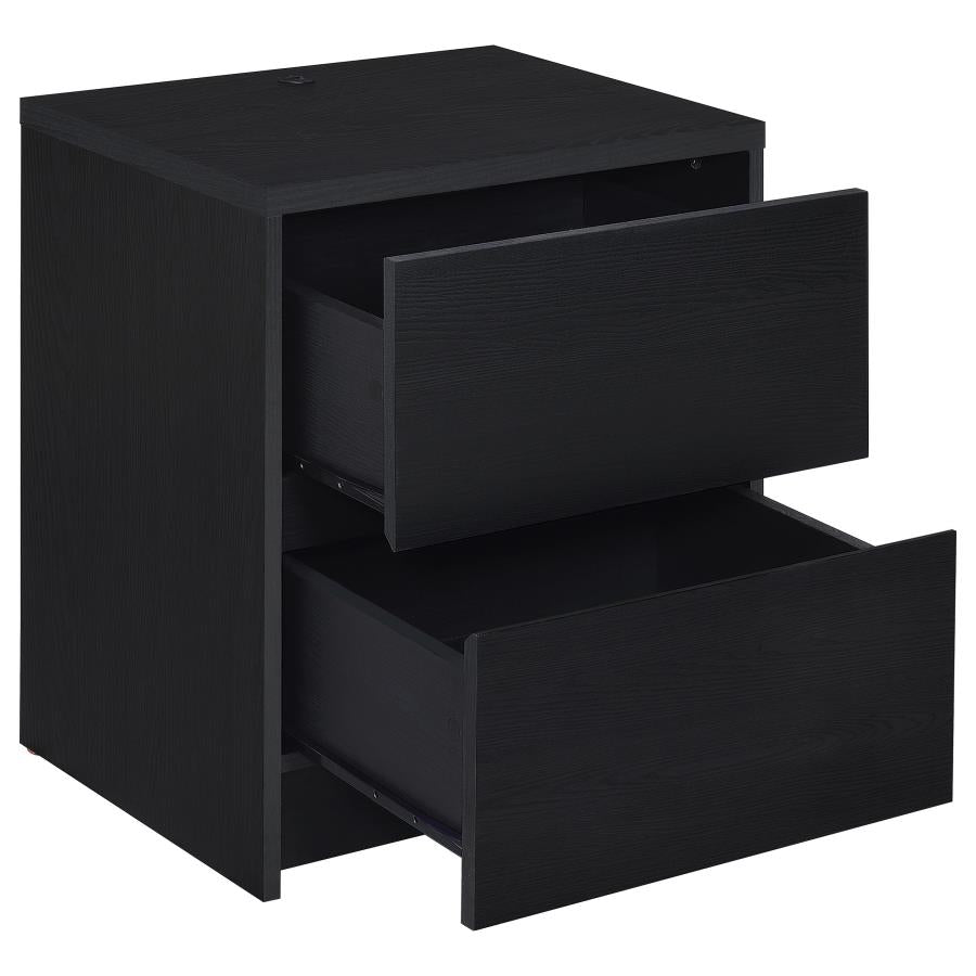 Westpark 2-Drawer Nightstand with LED Lighting & USB Charging – Black