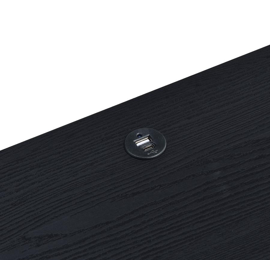 Westpark 2-Drawer Nightstand with LED Lighting & USB Charging – Black