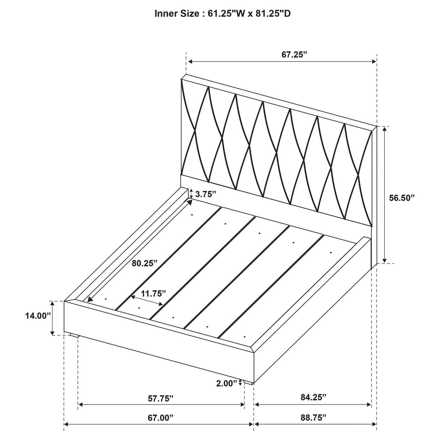 Delsea Light Brown Velvet Platform Bed – Queen