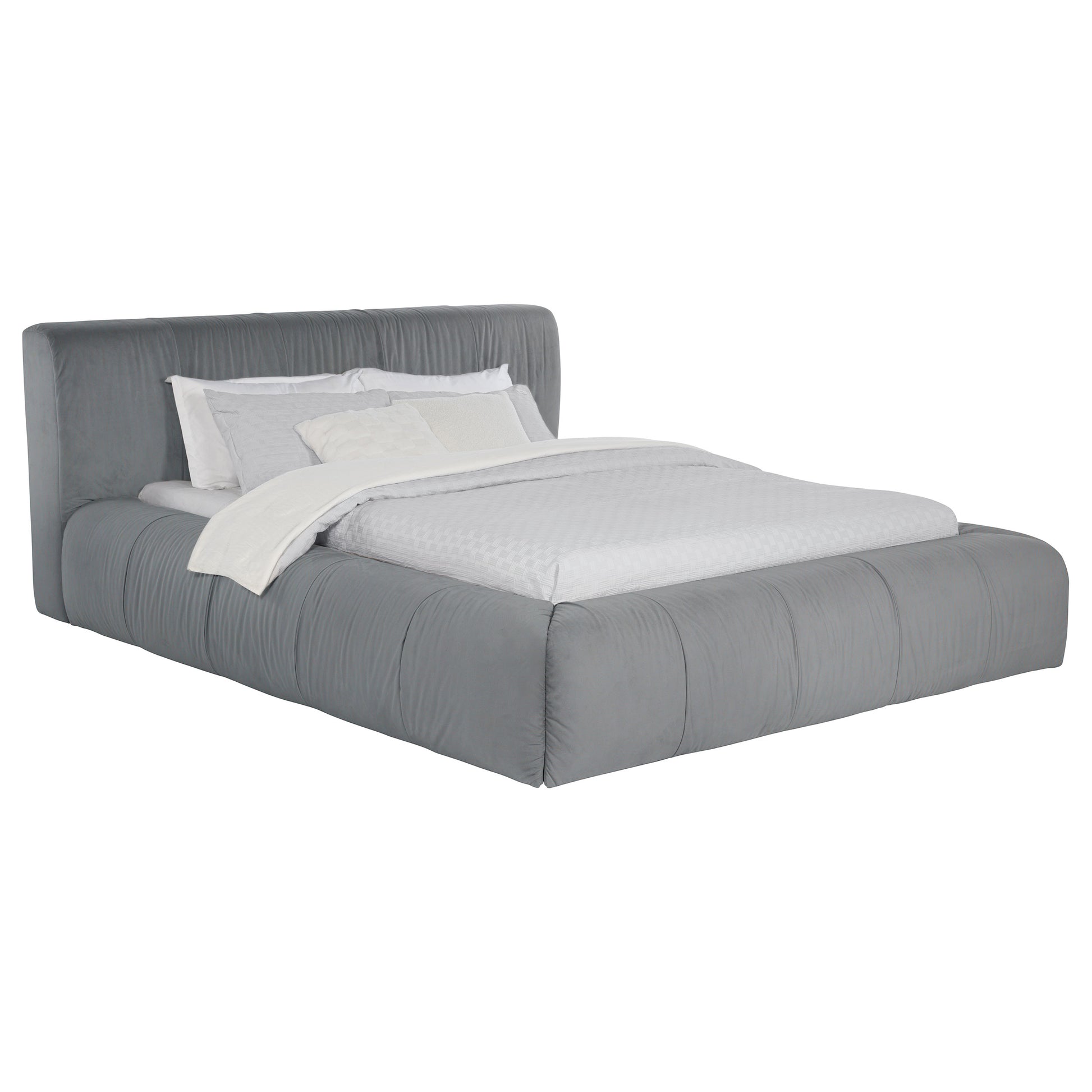 Wilshire Upholstered California King Platform Bed – Dove Grey