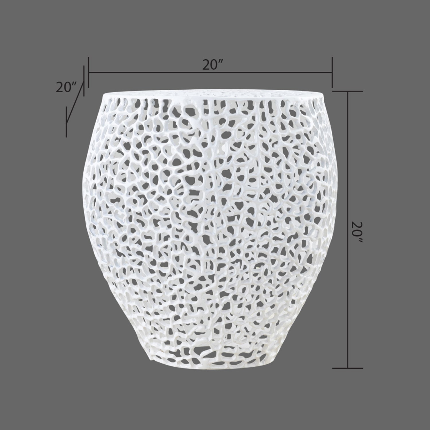 Azriel Aluminum Mesh Side Table, White